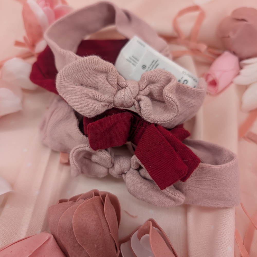 Carter's Knit Knot Headband Set - Blush Pink & Burgundy